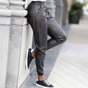 Spanx Black Leather-like Joggers. Sample. Size Medium